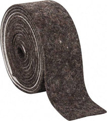 Made in USA - 1/8 Inch Thick x 2 Inch Wide x 10 Ft. Long, Felt Stripping - Gray, Adhesive Backing - Industrial Tool & Supply