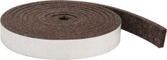 Made in USA - 1/4 Inch Thick x 1 Inch Wide x 10 Ft. Long, Felt Stripping - Gray, Adhesive Backing - Industrial Tool & Supply
