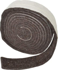 Made in USA - 1/4 Inch Thick x 1-1/2 Inch Wide x 10 Ft. Long, Felt Stripping - Gray, Adhesive Backing - Industrial Tool & Supply