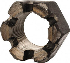 Value Collection - 2-12 UNF Grade 2 Steel Slotted Locknut - 3" Width Across Flats, 1-23/32" High, Uncoated - Industrial Tool & Supply