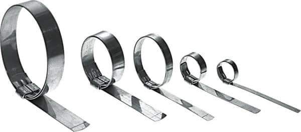 Made in USA - 7" ID, Galvanized Steel Preformed J-Type Clamp - 3/4" Wide x 0.03" Thick - Industrial Tool & Supply