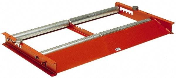 Made in USA - 48 Inches Max Width Reel Winder Roller Stand - 3,000 Lbs. Load Limit, 2 Reel Limit, 28 Inches Long x 52 Inches Wide x 4 Inches High, Structural Channel Frame with 6 Roller Positions - Industrial Tool & Supply