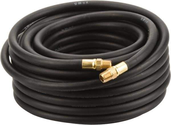 Continental ContiTech - 1/4" ID x 1/2" OD 50' Long Multipurpose Air Hose - MNPT x MNPT Ends, 200 Working psi, -40 to 190°F, 1/4" Fitting, Black - Industrial Tool & Supply