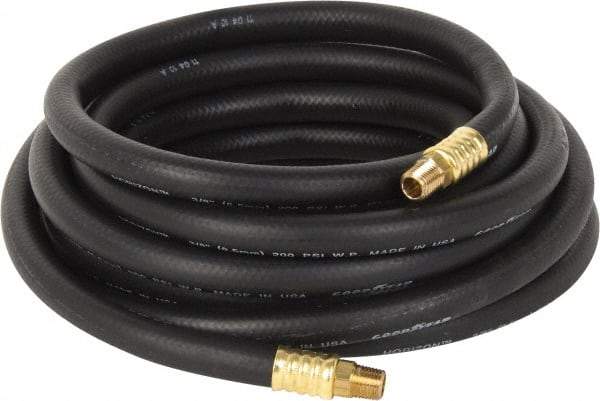 Continental ContiTech - 3/8" ID x 0.669" OD 25' Long Multipurpose Air Hose - MNPT x MNPT Ends, 200 Working psi, -40 to 190°F, 1/4" Fitting, Black - Industrial Tool & Supply
