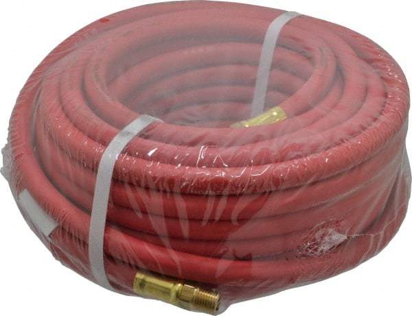 Continental ContiTech - 1/4" ID x 0.527" OD 50' Long Multipurpose Air Hose - MNPT x MNPT Ends, 250 Working psi, -40 to 190°F, 1/4" Fitting, Red - Industrial Tool & Supply