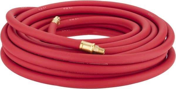 Continental ContiTech - 3/8" ID x 0.7" OD 50' Long Multipurpose Air Hose - MNPT x MNPT Ends, 250 Working psi, -40 to 190°F, 1/4" Fitting, Red - Industrial Tool & Supply