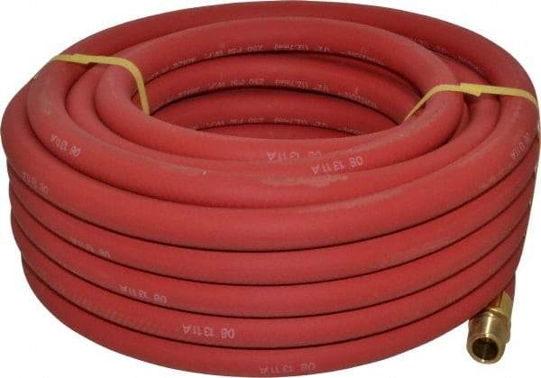 Continental ContiTech - 1/2" ID x 0.838" OD 50' Long Multipurpose Air Hose - MNPT x MNPT Ends, 250 Working psi, -40 to 190°F, 1/2" Fitting, Red - Industrial Tool & Supply