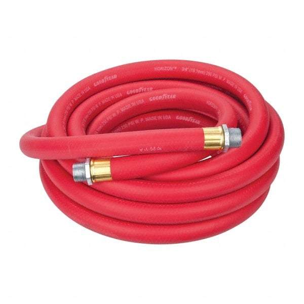 Continental ContiTech - 3/4" ID x 1.133" OD 25' Long Multipurpose Air Hose - MNPT x MNPT Ends, 250 Working psi, -40 to 190°F, 3/4" Fitting, Red - Industrial Tool & Supply