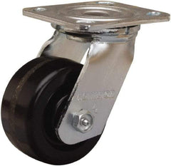 Hamilton - 4" Diam x 2" Wide x 5-5/8" OAH Top Plate Mount Swivel Caster - Phenolic, 800 Lb Capacity, Straight Roller Bearing, 4 x 4-1/2" Plate - Industrial Tool & Supply