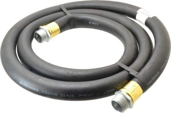 Continental ContiTech - 1" ID x 1-1/8" OD x 8' OAL, NPT Male x Male Petroleum Transfer Hose - 100 Max Working psi, 1" Fitting, Black - Industrial Tool & Supply