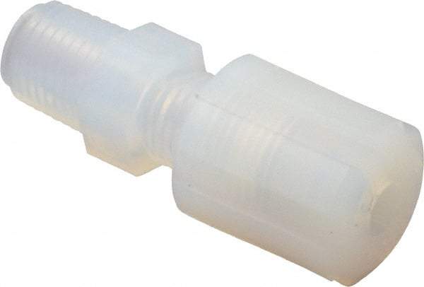 NewAge Industries - 1/4" Tube OD, PFA PTFE Plastic Compression Tube Male Connector - 1/4 NPT Pipe, 500°F Max, 1/4 Thread - Industrial Tool & Supply