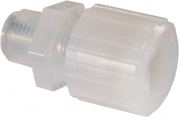 NewAge Industries - 3/4" Tube OD, PFA PTFE Plastic Compression Tube Male Connector - 1/2 NPT Pipe, 500°F Max, 1/2 Thread - Industrial Tool & Supply