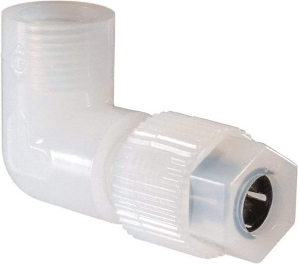 NewAge Industries - 3/8" Tube OD, PFA PTFE Plastic Compression Tube Female Elbow - 1/4 NPT Pipe, 500°F Max, 1/4 Thread - Industrial Tool & Supply