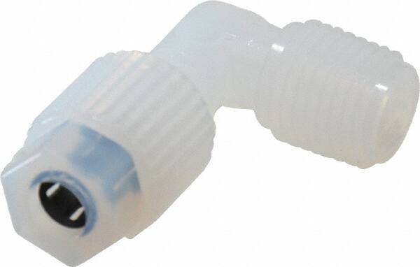 NewAge Industries - 1/4" Tube OD, PFA PTFE Plastic Compression Tube Male Elbow - 1/4 NPT Pipe, 500°F Max, 1/4 Thread - Industrial Tool & Supply