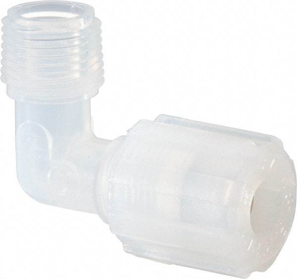 NewAge Industries - 3/8" Tube OD, PFA PTFE Plastic Compression Tube Male Elbow - 3/8 NPT Pipe, 500°F Max, 3/8 Thread - Industrial Tool & Supply