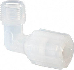 NewAge Industries - 3/8" Tube OD, PFA PTFE Plastic Compression Tube Male Elbow - 3/8 NPT Pipe, 500°F Max, 3/8 Thread - Industrial Tool & Supply
