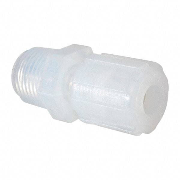 NewAge Industries - 3/8" Tube OD, PFA PTFE Plastic Compression Tube Male Elbow - 1/2 NPT Pipe, 500°F Max, 1/2 Thread - Industrial Tool & Supply