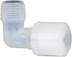 NewAge Industries - 1/2" Tube OD, PFA PTFE Plastic Compression Tube Male Elbow - 3/8 NPT Pipe, 500°F Max, 3/8 Thread - Industrial Tool & Supply