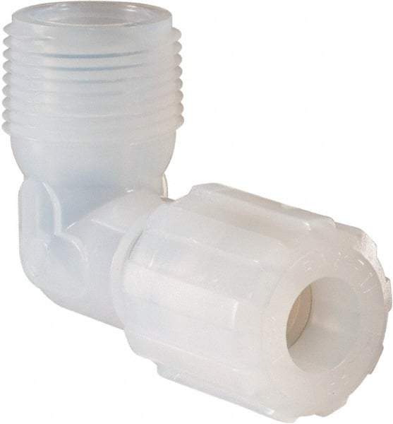 NewAge Industries - 1/2" Tube OD, PFA PTFE Plastic Compression Tube Male Elbow - 3/4 NPT Pipe, 500°F Max, 3/4 Thread - Industrial Tool & Supply