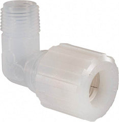 NewAge Industries - 3/4" Tube OD, PFA PTFE Plastic Compression Tube Male Elbow - 1/2 NPT Pipe, 500°F Max, 1/2 Thread - Industrial Tool & Supply