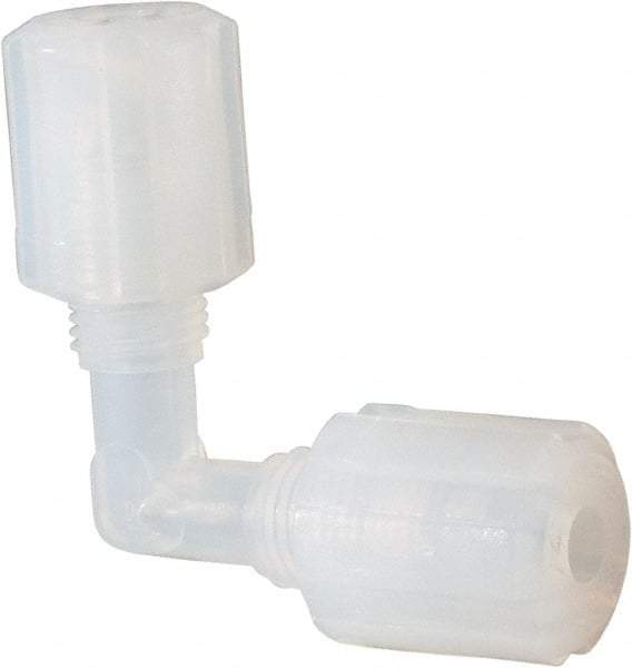 NewAge Industries - 1/4" Tube OD, PFA PTFE Plastic Compression Tube Union Elbow - 500°F Max - Industrial Tool & Supply