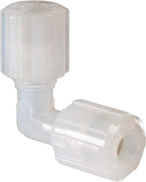 NewAge Industries - 3/8" Tube OD, PFA PTFE Plastic Compression Tube Union Elbow - 500°F Max - Industrial Tool & Supply