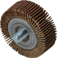Merit Abrasives - 1-1/2" Diam x 1/2" Face Width, Medium Aluminum Oxide Coated Mounted Flap Wheel - 1/4-20 Threaded Mount, 80 Grit, 25,000 Max RPM - Industrial Tool & Supply