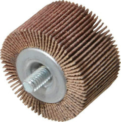 Merit Abrasives - 1-1/2" Diam x 1" Face Width, Medium Aluminum Oxide Coated Mounted Flap Wheel - 1/4-20 Threaded Mount, 80 Grit, 25,000 Max RPM - Industrial Tool & Supply
