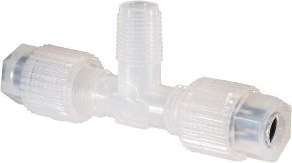 NewAge Industries - 1/4" Tube OD, PFA PTFE Plastic Compression Tube Male Branch Tee - 1/8 NPT Pipe, 500°F Max, 1/8 Thread - Industrial Tool & Supply