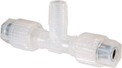 NewAge Industries - 1/4" Tube OD, PFA PTFE Plastic Compression Tube Male Branch Tee - 1/8 NPT Pipe, 500°F Max, 1/8 Thread - Industrial Tool & Supply