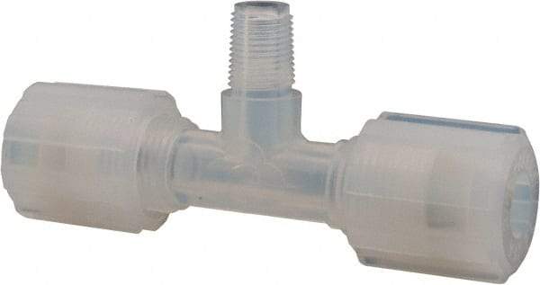 NewAge Industries - 1/4" Tube OD, PFA PTFE Plastic Compression Tube Male Branch Tee - 3/8 NPT Pipe, 500°F Max, 3/8 Thread - Industrial Tool & Supply