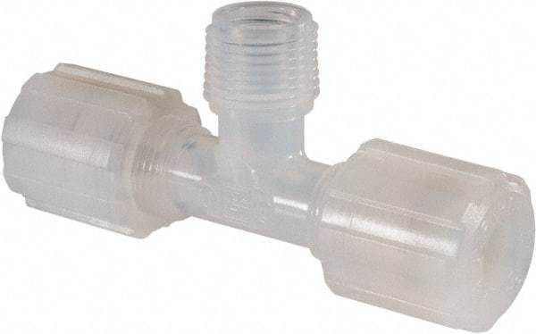 NewAge Industries - 3/8" Tube OD, PFA PTFE Plastic Compression Tube Male Branch Tee - 3/8 NPT Pipe, 500°F Max, 3/8 Thread - Industrial Tool & Supply