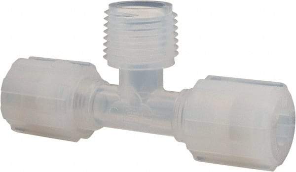 NewAge Industries - 3/8" Tube OD, PFA PTFE Plastic Compression Tube Male Branch Tee - 1/2 NPT Pipe, 500°F Max, 1/2 Thread - Industrial Tool & Supply
