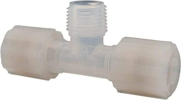 NewAge Industries - 1/2" Tube OD, PFA PTFE Plastic Compression Tube Male Branch Tee - 1/2 NPT Pipe, 500°F Max, 1/2 Thread - Industrial Tool & Supply