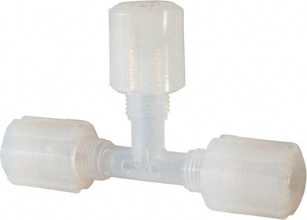 NewAge Industries - 1/4" Tube OD, PFA PTFE Plastic Compression Tube Union Tee - 500°F Max - Industrial Tool & Supply