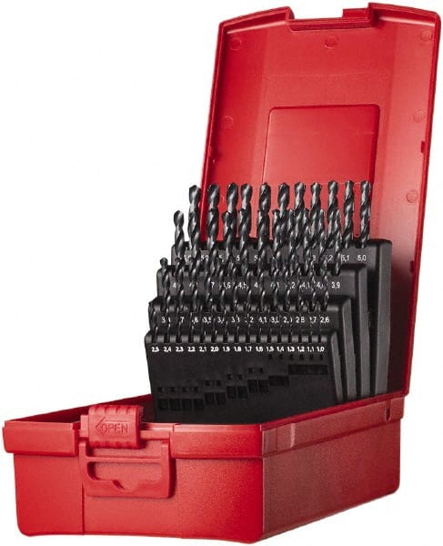 DORMER - 1 to 6mm, 118° Point, Oxide Finish, High Speed Steel Jobber Length Drill Bit Set - Industrial Tool & Supply