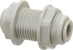 Value Collection - 1/4" Outside Diam, Acetal Push-to-Connect Tube Bulkhead Union - 150 Max psi - Industrial Tool & Supply