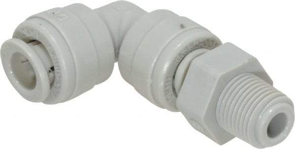 Value Collection - 1/4" Outside Diam, 1/8 NPT, Acetal Push-to-Connect Tube Male Swivel Elbow - 150 Max psi - Industrial Tool & Supply