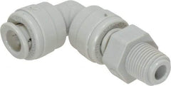 Value Collection - 1/4" Outside Diam, 1/8 NPT, Acetal Push-to-Connect Tube Male Swivel Elbow - 150 Max psi - Industrial Tool & Supply