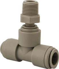 Value Collection - 1/2" Outside Diam, 3/8 NPT, Acetal Push-to-Connect Male Swivel Branch Tee - 150 Max psi - Industrial Tool & Supply