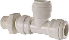 Value Collection - 1/2" Outside Diam, 3/8 NPT, Acetal Push-to-Connect Tube Male Swivel Run Tee - 150 Max psi - Industrial Tool & Supply