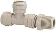Value Collection - 1/2" Outside Diam, 1/2 NPT, Acetal Push-to-Connect Tube Male Swivel Run Tee - 150 Max psi - Industrial Tool & Supply