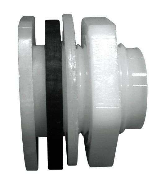 Green Leaf - 1/2 Polypropylene Threaded Tube Bulkhead Fitting - 0.753" ID, 75 Max Working psi - Industrial Tool & Supply