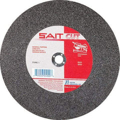 Sait - 10" 36 Grit Aluminum Oxide Cutoff Wheel - 1/8" Thick, 5/8" Arbor, 6,100 Max RPM, Use with Stationary Tools - Industrial Tool & Supply