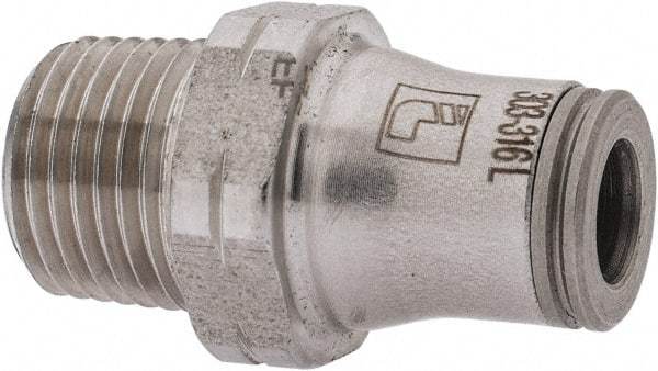 Legris - 3/16" Outside Diam, 1/8 NPT, Stainless Steel Push-to-Connect Male Connector - 435 Max psi, Tube to Male NPT Connection, FKM O-Ring - Industrial Tool & Supply