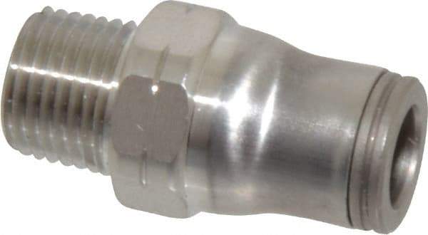 Legris - 1/4" Outside Diam, 1/8 NPT, Stainless Steel Push-to-Connect Male Connector - 435 Max psi, Tube to Male NPT Connection, FKM O-Ring - Industrial Tool & Supply