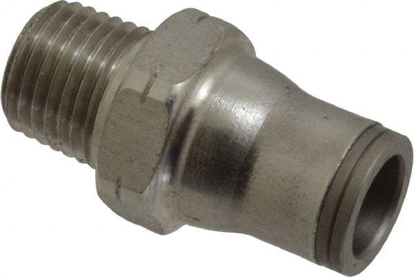 Legris - 3/8" Outside Diam, 1/4 NPT, Stainless Steel Push-to-Connect Male Connector - 435 Max psi, Tube to Male NPT Connection, FKM O-Ring - Industrial Tool & Supply