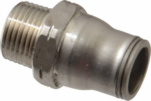 Legris - 1/2" Outside Diam, 3/8 NPT, Stainless Steel Push-to-Connect Male Connector - 435 Max psi, Tube to Male NPT Connection, FKM O-Ring - Industrial Tool & Supply