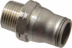 Legris - 1/2" Outside Diam, 3/8 NPT, Stainless Steel Push-to-Connect Male Connector - 435 Max psi, Tube to Male NPT Connection, FKM O-Ring - Industrial Tool & Supply