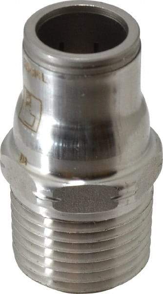 Legris - 1/2" Outside Diam, 1/2 NPT, Stainless Steel Push-to-Connect Male Connector - 435 Max psi, Tube to Male NPT Connection, FKM O-Ring - Industrial Tool & Supply